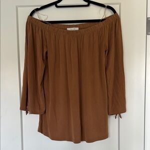Active USA Women's Off-Shoulder Blouse in Brown